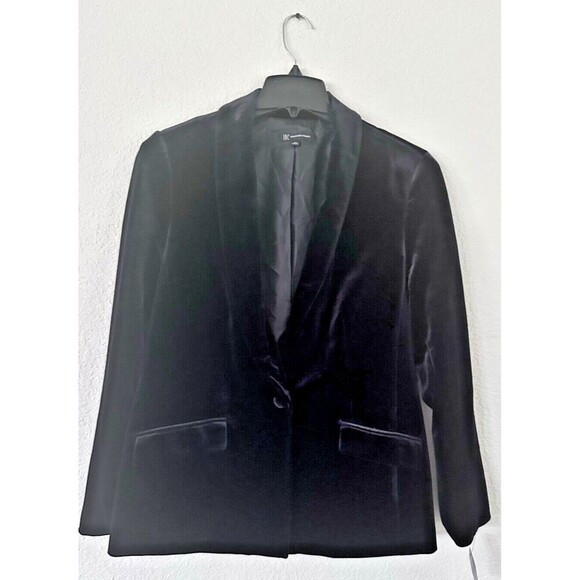 INC International Concepts Women's Velvet Blazer Chic Jacket Velour Black P S - Picture 3 of 12